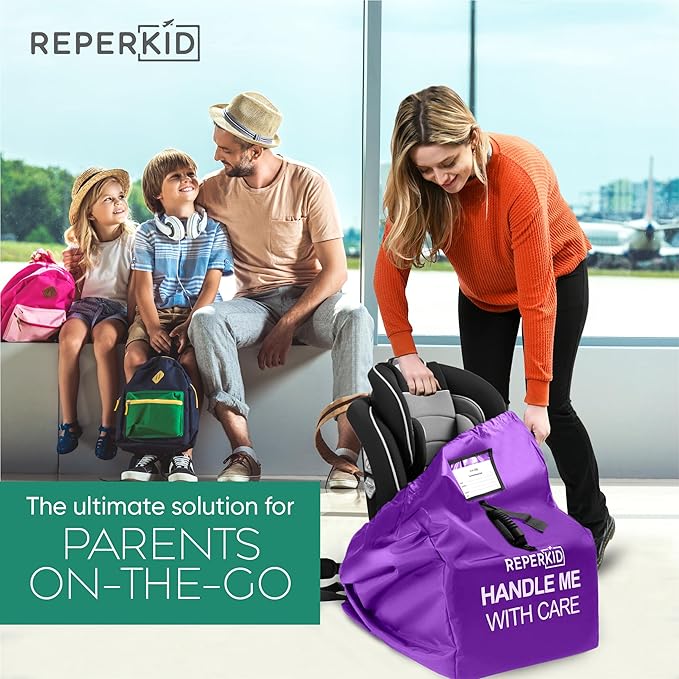 reperkid Premium Car Seat Travel Bag for Airplane - Durable, Universal Fit, Water-Resistant Gate Check Bag with Adjustable Carry Straps - for Safe and Hassle-Free Travel