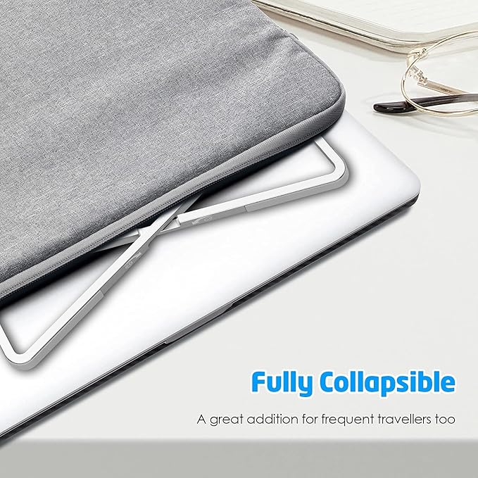WixGear Laptop Stand for Desk - Foldable, Lightweight Aluminum Laptop Riser Holder, Portable Stand for 10-15.6” Laptops, Prevents Overheating with Non-Slip Rubbers, Travel-Friendly, Ergonomic Design