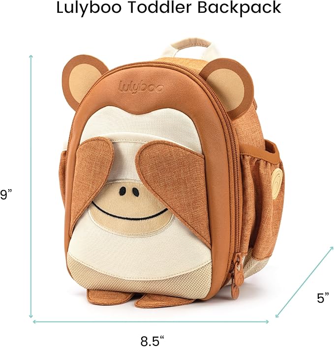 Lulyboo Toddler Harness Backpack with Detachable Leash, 5 Pockets & Insulated Lunch Bag - Safe & Stylish Kids Backpack for 1-7 Years, Animal Themed, Lightweight, Durable Travel & Outdoor Safety Gear