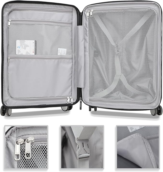 28 Inch Luggage with Spinner Wheels, Lightweight Expandable PC Hardside Large Checked Luggage with TSA Lock, Durable Rolling Suitcase, Gray