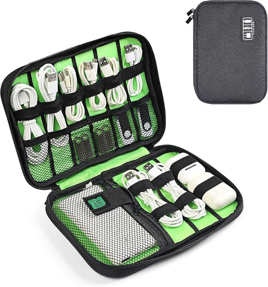 Luxtude Travel Cable Organizer Bag, Flat Cord Organizer Bag, Portable Electronics Case, Travel Essentials for Wire/Cord Storage/Charger Case/Cable Storage/Tech Accessories Pouch/Tech Gifts
