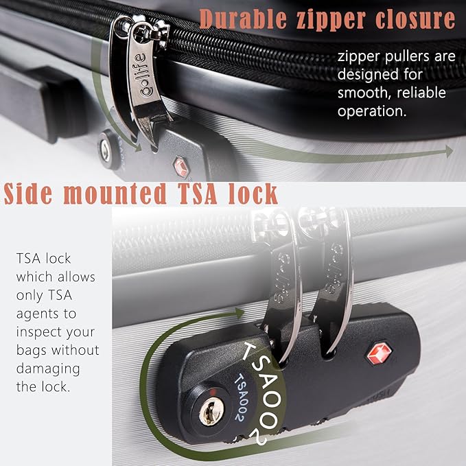 Coolife Luggage Suitcase PC+ABS with TSA Lock Spinner Carry on Hardshell Lightweight 20in 24in 28in (orange, L(28IN))