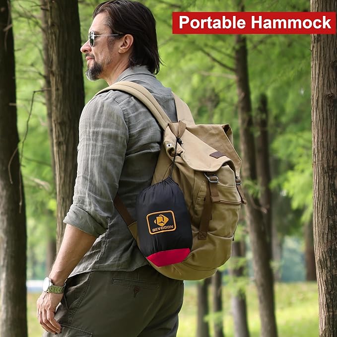 Camping Hammock with Net,Travel Portable Lightweight Hammocks with Tree Straps and Solid D-Shape Carabiners,Parachute Nylon Hammock for Outsides Backpacking Beach Backyard Patio Hiking