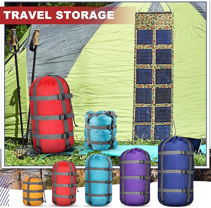 5 Pack Compression Stuff Sack 5 Assorted Size Sleeping Bag Stuff Sack Ultralight Sleeping Bag Cover Space Saving Gear for Travel Outdoor Camping Hiking Backpacking