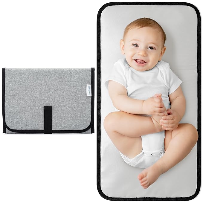 Comfy Cubs Baby Changing Pad Compact Size - Waterproof Diaper Changing Mat with Cushioned Pillow - Soft & Lightweight, Foldable Design for Travel - Stylish Design for Boys and Girls - Solid Grey