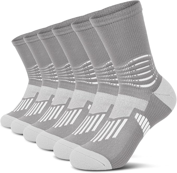 IRAMY Crew Compression Socks Athletic Running Socks for Men Women Plantar Fasciitis Relief 3/6 Pairs