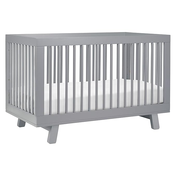 Babyletto Hudson 3-in-1 Convertible Baby Crib - GREENGUARD Gold Certified Convertible Crib to Toddler Bed & Daybed - Wooden Baby Bed with 4 Adjustable Mattress Heights - Strong & Easy Assembly - Grey