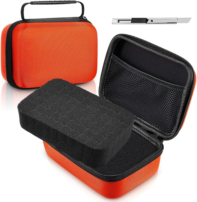 EVA Hard Case with Customizable Foam Protective EVA Carrying Case Shockproof Outdoor for Camera, Digital Products, Electronic Instruments with Knife(Orange,11 x 7.8 x 4.3 Inch)