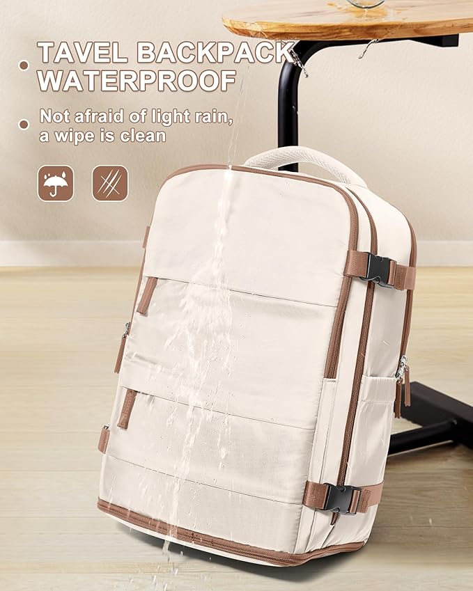 coowoz Travel Backpack Carry On for Women Man Gym Backpacks with Laptop Compartment Mochila de Viaje Teacher Personal Item Backpack Airplane Accessories Must Haves Beige Brown Small