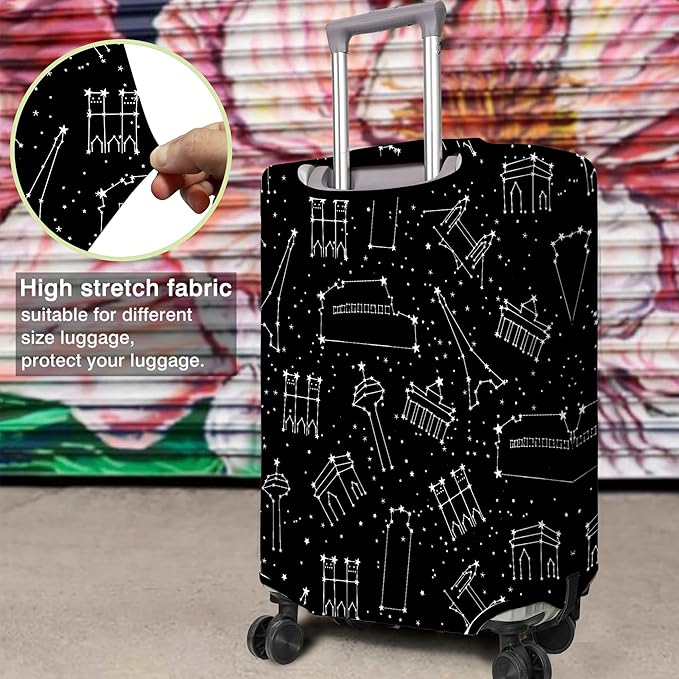 Travel Luggage Cover Suitcase Protector Fits 18-32 Inch Wheel Covers PatternedTravel Related Items Flower Luggage Protector Elastic M