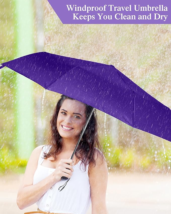 Yahenda 4 Pack Windproof Travel Umbrellas Bulk Automatic Open and Close Umbrella Folding Rain Umbrella for Men Women