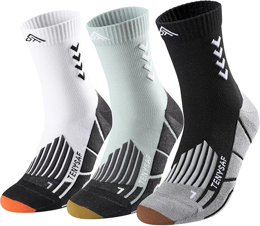 Compression Crew Running Socks: Athletic Socks for Men Women with Cushion,3 Pairs Work Hiking Basketball Sport Socks
