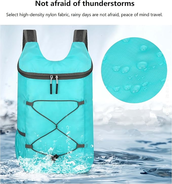 16L Hiking Daypack Lightweight Foldable Travel Backpack Water Repellent Camping Outdoor Packable Easy Carry-on Bag (Lake Blue)