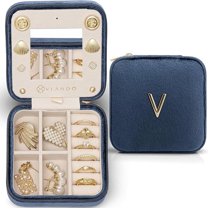 Vlando Travel Gifts for Girls - Birthday, Graduation & Teacher Appreciation Gifts - Letter V, Dark Blue