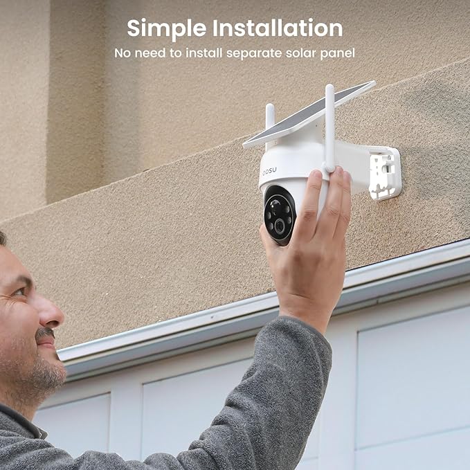 aosu Security Cameras Outdoor Wireless, 2 Cam-Kit, No Subscription, Solar-Powered, Home Security Cameras System with 360° Pan & Tilt, Auto Tracking, 2K Color Night Vision, Easy Setup, 2.4 & 5GHz WiFi