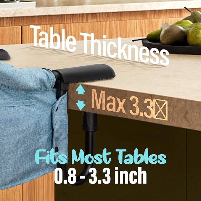 Hook On High Chair - Portable & Foldable for Babies 6-36 Months, Family & Travel Use with Carry Bag(Sky Blue)