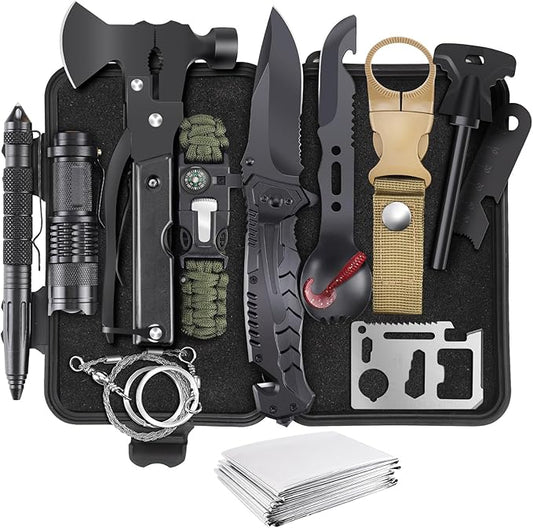 14-in-1 Survival Kit for Men - Premium Outdoor Survival Gear Set with Tactical Tools for Dad, Husband, Him - Camping, Hiking, Fishing Essentials for Men & Teen Boys