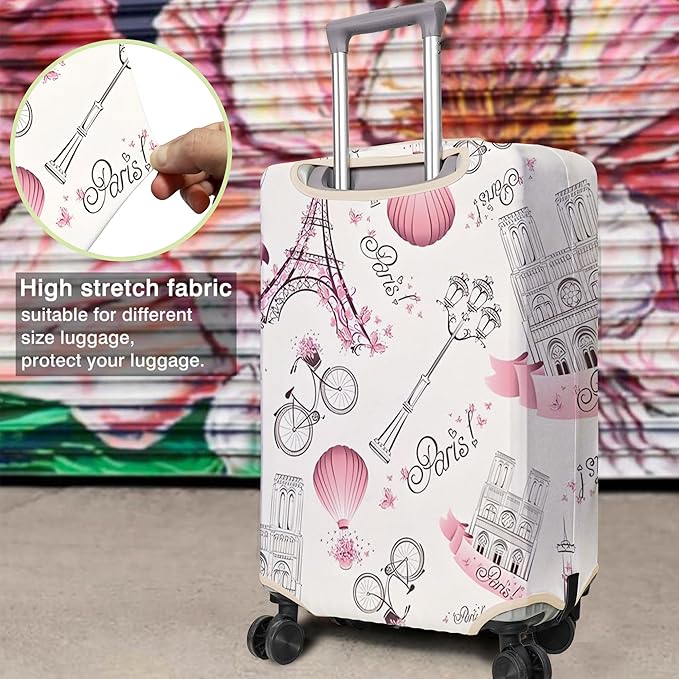 Travel Luggage Cover Suitcase Protector Fits 18-32 Inch Wheel Covers PatternedTravel Related Items Flower Luggage Protector Elastic M