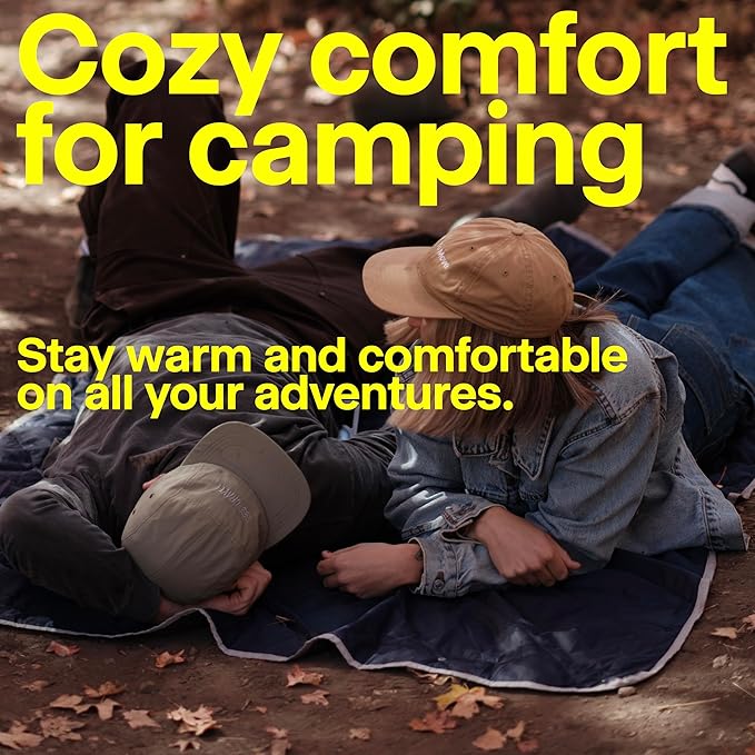 Gravel Layover Travel Blanket – Ultra-Lightweight, Warm Down Alternative with Carry Pouch (Black)