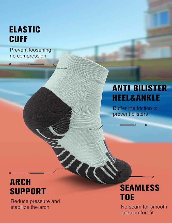 Compression Sport Running Socks: Athletic Socks for Men Women with Cushion,3 Pairs Work Hiking Basketball Ankle Socks