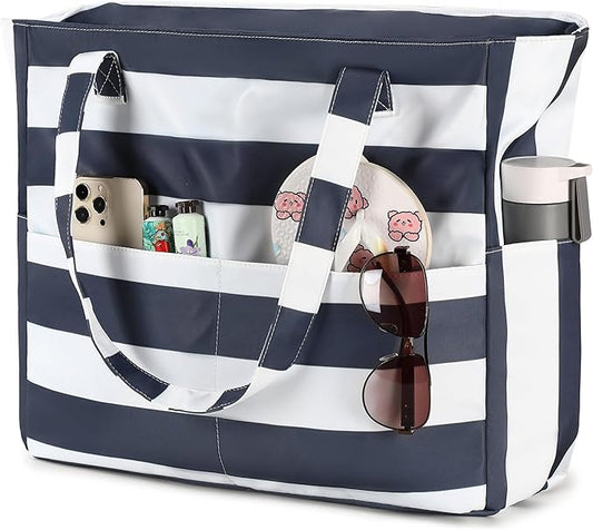 Waterproof Beach Tote Pool Bags for Women Ladies Extra Large Gym Tote Carry On Bag With Wet Compartment for Weekender Travel