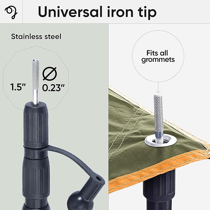 Green Elephant Camping Tarp Poles - Adjustable Aluminum Telescoping Tent Poles for Tarps, Canopy & Awning - Heavy Duty Collapsible Pole Set of 2 - Extends 8ft 2.8 in, Shrinks to 2ft 9.5 in.