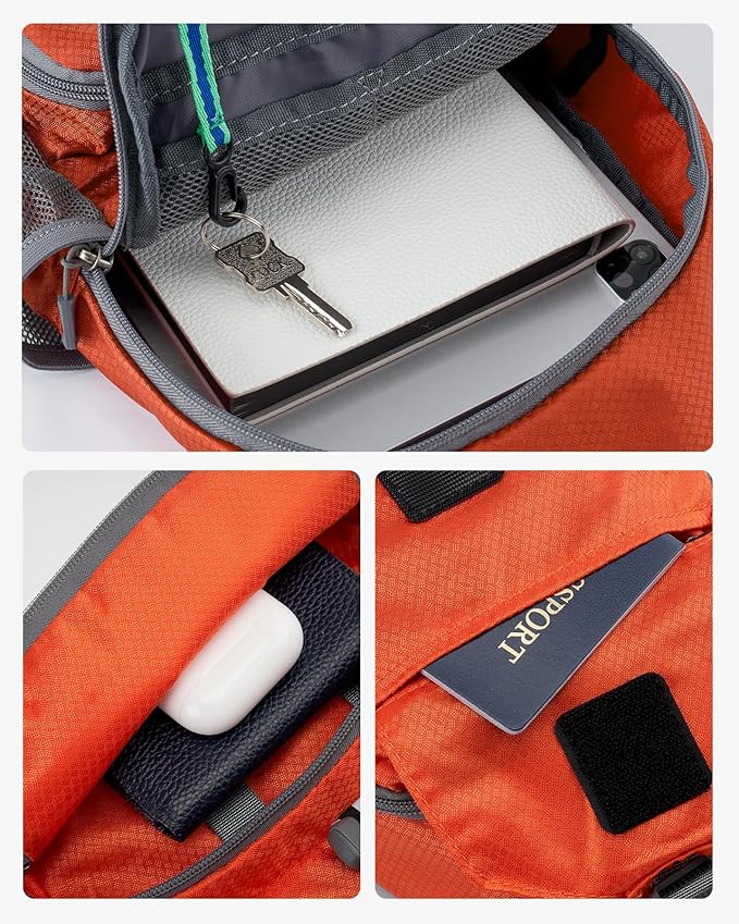 WATERFLY Packable Small Crossbody Sling Backpack Shoulder Chest Bag Daypack for Hiking Traveling