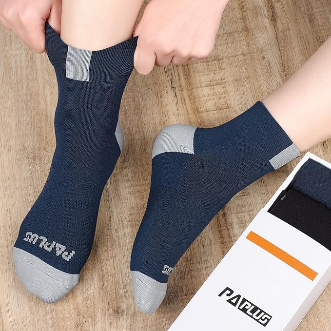 PAPLUS Ankle Compression Socks for Women 6 Pairs, Running Athletic Socks with Arch Support，Plantar Fasciitis Socks