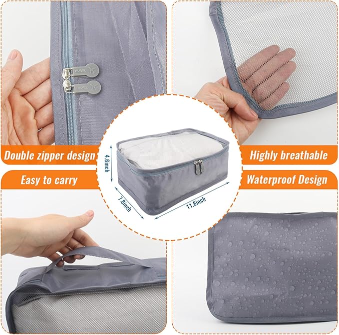 6 Pcs Packing Cubes Luggage Organizers Small Mesh Clothing Underwear Bag Foldable Laundry Bags for Travel Hiking Camping Backpacking