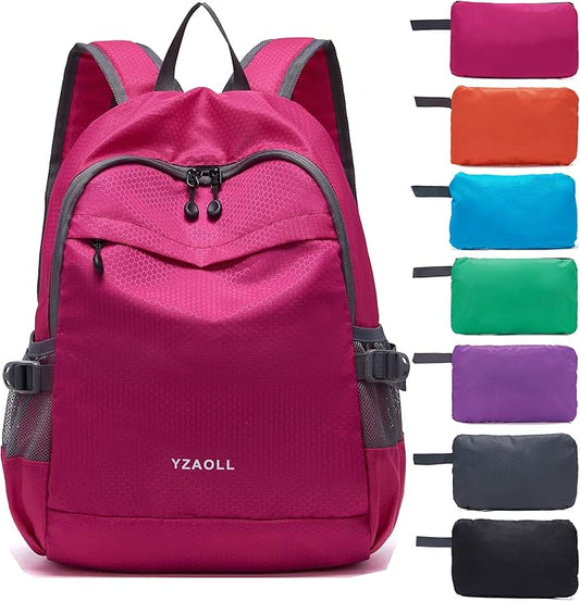 YZAOLL Small Lightweight Packable Hiking Backpack, 20L Hiking Backpack Day Pack for Women Men Travel Camping Vacation,Rose