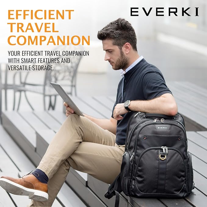 EVERKI Atlas 29.5L Business Laptop Backpack – Travel Backpack for Women & Men, Work/Travel Bag, Laptop Bag Fits 15.6-Inch, Backpack for Women, Men’s Laptop Bags – Black (EKP121S15)