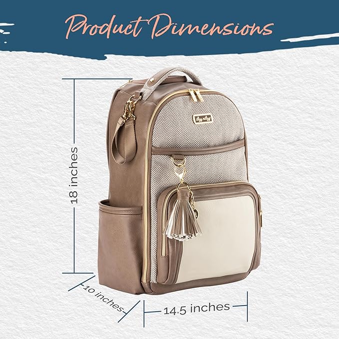 Itzy Ritzy Diaper Bag Backpack – Large Capacity Boss Plus Baby Backpack Diaper Bag Featuring 19 Pockets, Changing Pad, Stroller Clips, and Comfortable Straps (Vanilla Latte)
