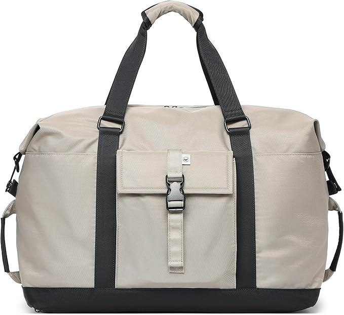 SUNNY BIRD Duffel with Utility Pouch, 40L Weekender Overnight Bag with Shoe Compartment for Travel and Sports (Grey and black)
