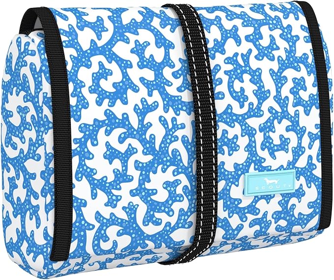 SCOUT Beauty Burrito Hanging Toiletry Bag - Cosmetic Organizer with 3 Compartments, Rolls Up to Pack, Hook for Hanging