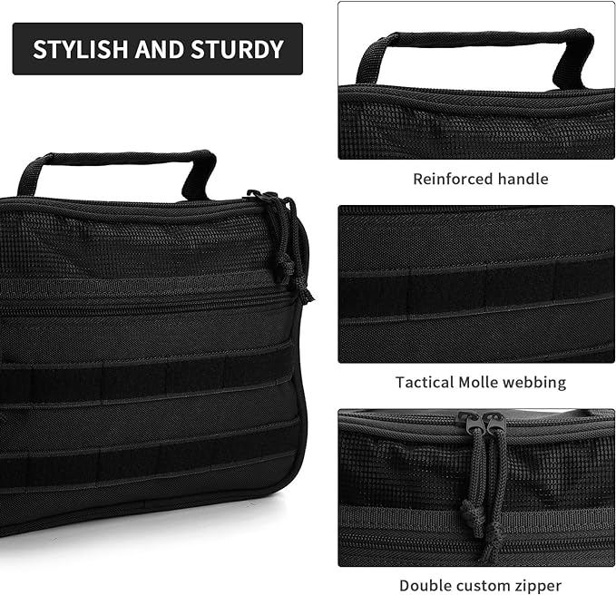 Travel Toiletry Bag for Men and Women, Hanging Travel Toiletries Organizer Dopp Kit, Toiletry Shaving Hygiene Bag, Durable Bathroom Essentials Men's Toiletry Bag for Short Trips & Camping - Black