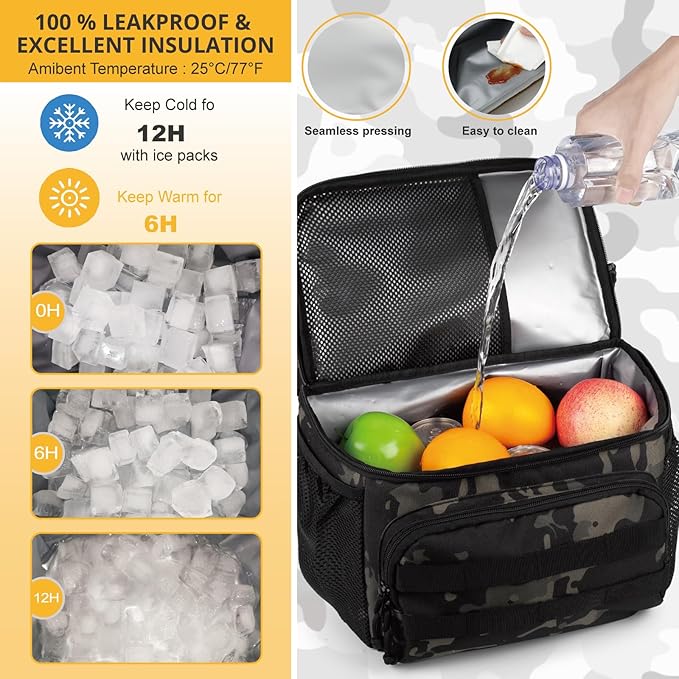 Tactical Double Deck Cooler Backpack for Men,Large Lunch Backpack with 2 Compartment,Soft Cooler Bag