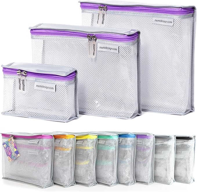 MUMI Travel Toiletry Bag Set of 3 – Clear TSA Approved Toiletry Bags for Women – Reusable Water-Resistant Makeup Organizer Pouches for Skincare, Cosmetics, Travel Accessories, Airport Packing - Purple