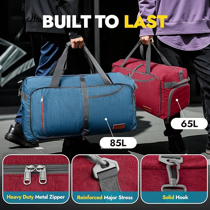 Canway 115L Travel Duffel Bag, Foldable Weekender Bag with Shoes Compartment for Men Women Water-proof & Tear Resistant