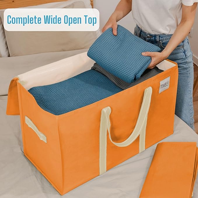 VENO 8 Pack Moving Bags, Heavy Duty, Moving Boxes Alternative, Packing Storage Supplies, Dorm Room Essentials with Zipper for Clothes, Extra Large Packaging Totes (Seasonal Autumn Orange, 8 Pack)