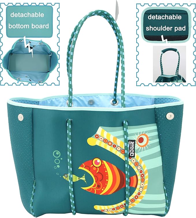 QOGiR Neoprene Multipurpose Beach Bag Tote with Inner Zipper Pocket … … … …