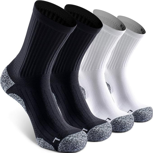 Elite Cushioned Compression Mid-crew Socks 4-Pack for Youth Women Men