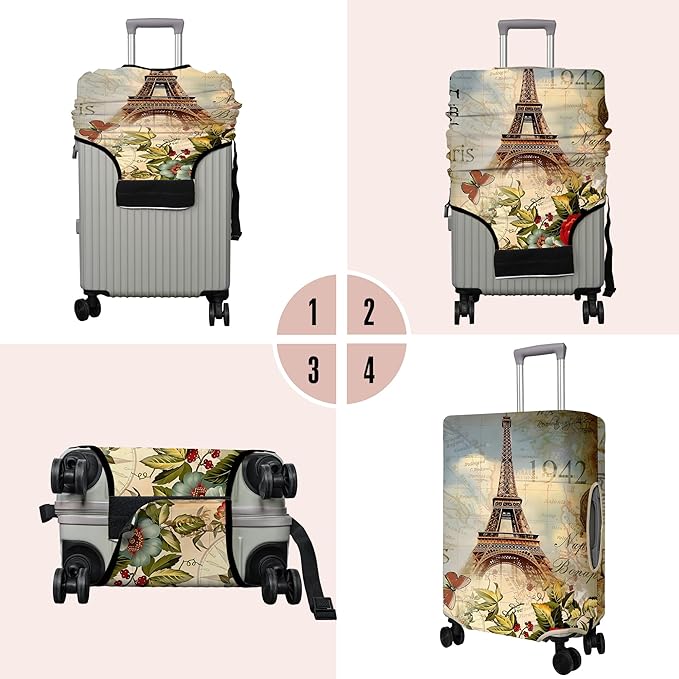 Travel Luggage Cover Suitcase Protector Fits 18-32 Inch Wheel Covers PatternedTravel Related Items Flower Luggage Protector Elastic L