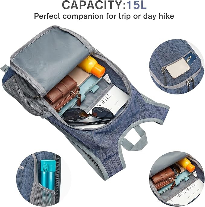 G4Free 10L/15L Hiking Backpack Lightweight Packable Hiking Daypack Small Travel Outdoor Foldable Shoulder Bag