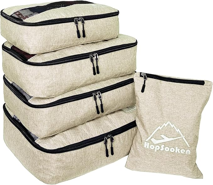 5 Set Packing Cubes for Travel Large Suitcase Luggage Organizer Bags Travel Accessories Vacation 4 Cubes 1 Laundry Pouch Bag