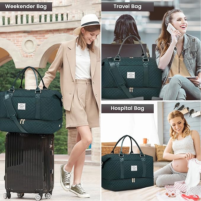 LOVEVOOK Travel Duffle Bag,Weekender Bags for Women with Shoe Compartment，Carry on Overnight Bag with Toiletry Bag,Gym Duffel Bag with Wet Pocket, Hospital Bags for Labor and Delivery