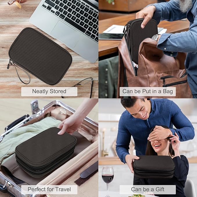 FYY Electronic Organizer, Large Travel Cable Organizer Bag Pouch Electronic Accessories Carry Case Portable Waterproof Double Layers All-in-One Storage Bag for Cable, Cord, Charger, Phone, Coffee