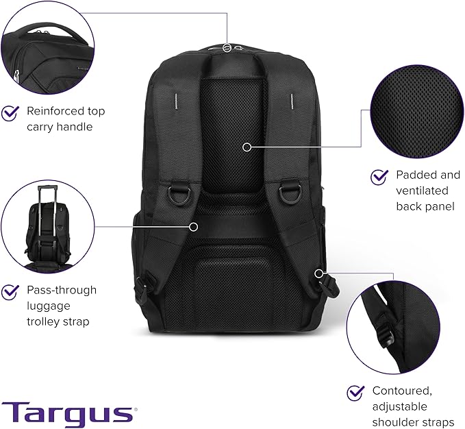 Targus Legend IQ Laptop Backpack Travel Backpack for Laptops up to 16-Inches Backpack for Men and Women, Black (TSB705US)