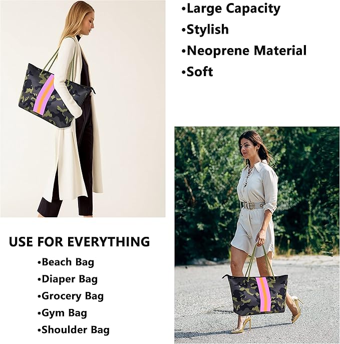 QOGiR Neoprene Multipurpose Beach Bag Tote with Inner Zipper Pocket … … … …
