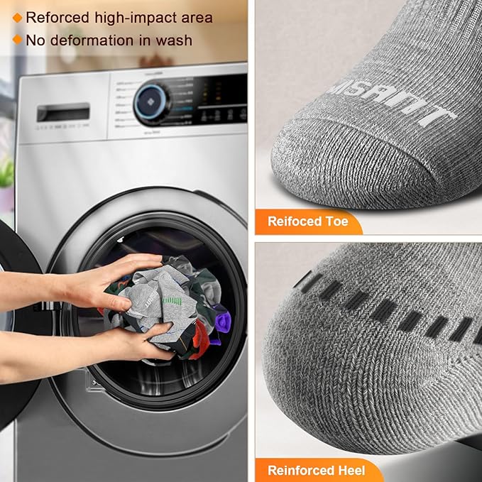 BULLIANT Compression Socks for Men 6Pairs, Athletic Crew Socks Cushioned For Men Sports Running-Arch Support