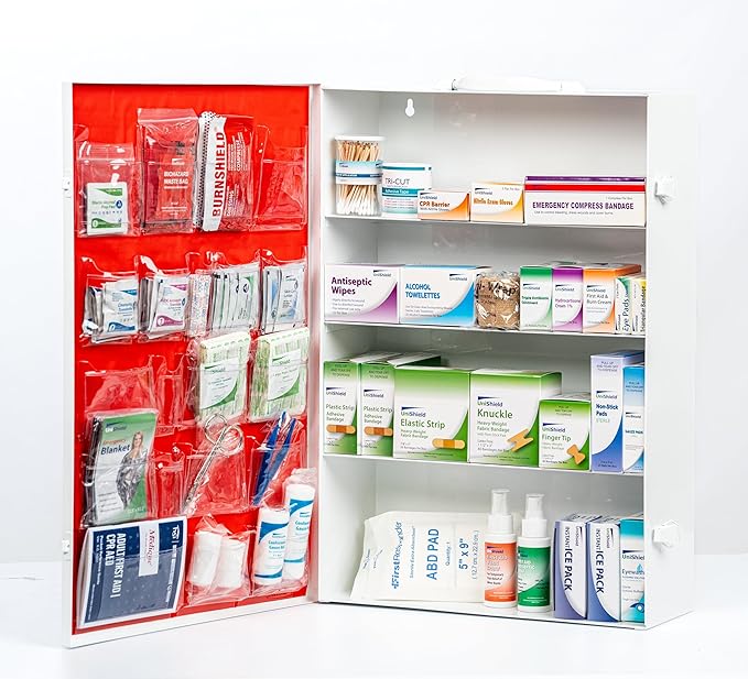 4-Shelf Metal 1st Aid Cabinet Class A, Large Capacity First Aid Wall Mount Medicine Cabinet, Secure Metal Med Box with Easy Access, Exceeds OSHA/ANSI Z308.1 2015, Over 775-Pieces